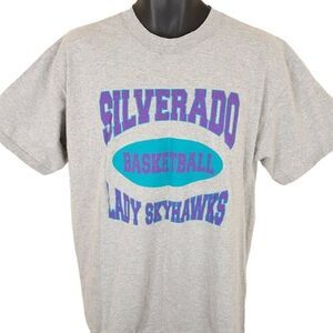 Vintage Silverado Lady Skyhawks T Shirt Mens Size Large Gray High School